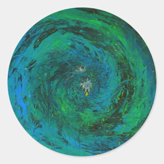 Aarde-Zeeen Ronde Sticker (Voorkant)