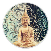 Aarde Zit Buddha Elegante Zen Verlichting Keramische Knop (Voorkant)