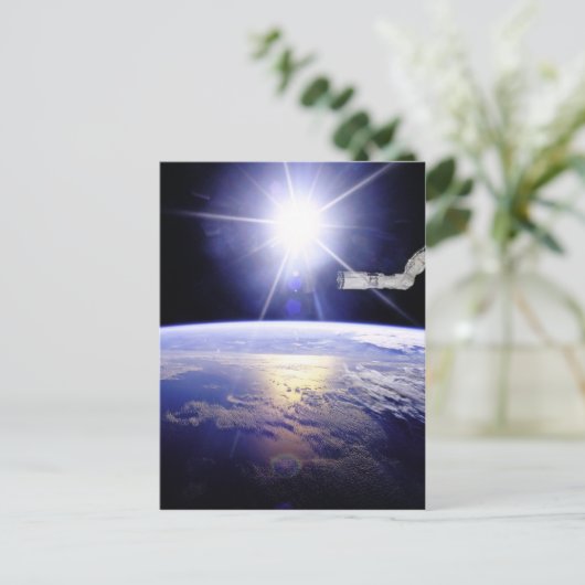 Aarde zoals gezien vanaf het ruimtestation briefkaart (Staand voorkant)
