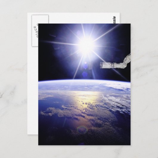 Aarde zoals gezien vanaf het ruimtestation briefkaart (Voorkant / Achterkant)
