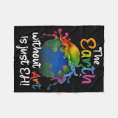 Aarde zonder kunst is gewoon de Dag van de Aarde P Fleece Deken (Voorkant (Horizontaal))