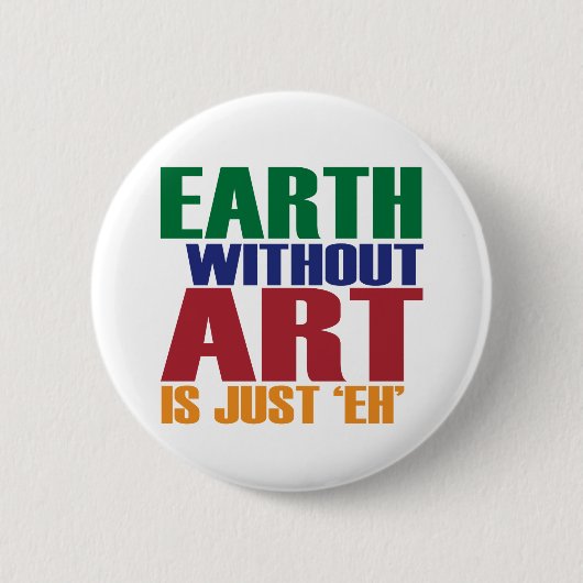 Aarde zonder kunst is gewoon de ronde button 5,7 cm (Voorkant)