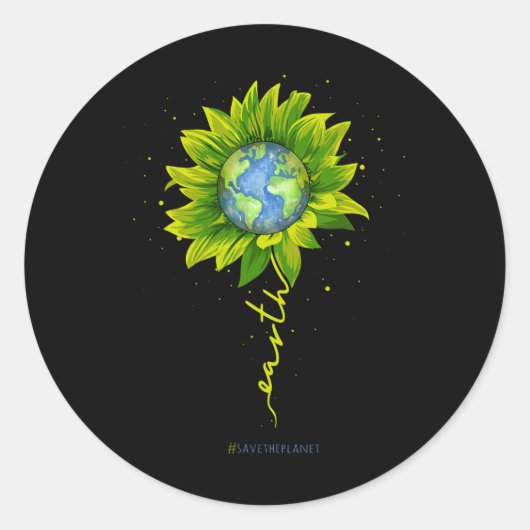 Aarde Zonnebloem Planeet Red de planeet Aarde Dag Ronde Sticker (Voorkant)
