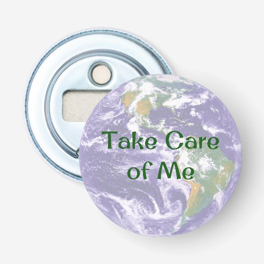 Aarde Zorg voor mijn flesopener Button Flesopener (Voorkant)