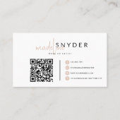 Aardebeige kalligrafie Typografie QR-code Visitekaartje (Achterkant)