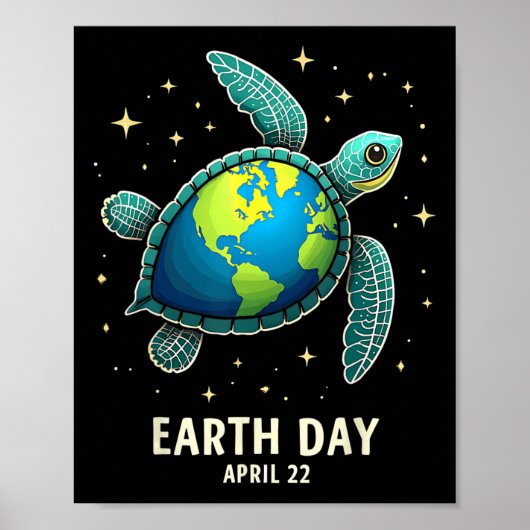 Aardedag 2025 Herstel Aarde Zeeschildpad Kunst Red Poster (Voorkant)
