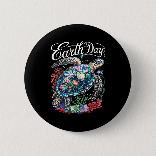 Aardedag 2025 Zee Schildpad Herstel Aarde Red De A Ronde Button 5,7 Cm (Voorkant)