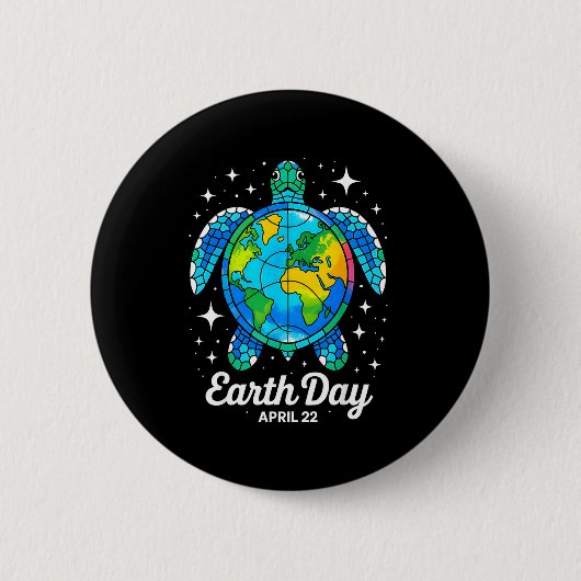 Aardedag 2026 Herstel Aarde Zee Aardedag Schildpad Ronde Button 5,7 Cm (Voorkant)