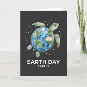 Aardedag 22 april schildpad slogan oceaan redden  kaart