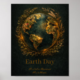 Aardedag Donkere Botanische Krans Natuurliefhebber Poster