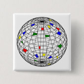 Aardedag, draadmodel vierkante button 5,1 cm (Voorkant)