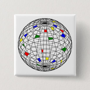Aardedag, draadmodel vierkante button 5,1 cm