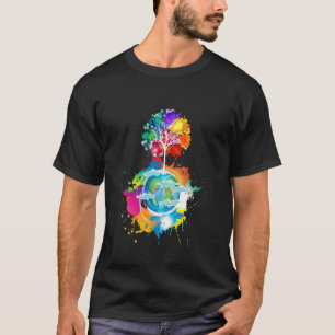 Aardedag Elke Dag 2025 Kleurrijke Aarde Planeet Mi T-shirt