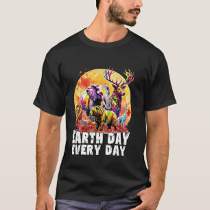 Aardedag Elke Dag Aquarel Dieren Vintage Oor T-shirt