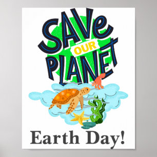 Aardedag Elke Dag Ga Groen Ons Planeet Redden Post Poster