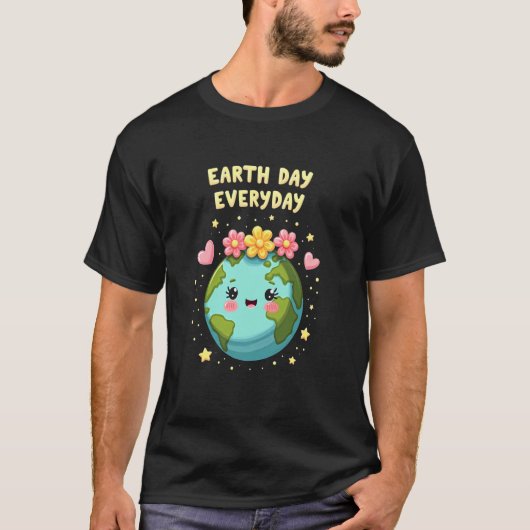 Aardedag Elke Dag Hartelijke Planeet T-shirt (Voorkant)
