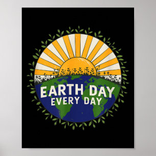 Aardedag elke dag Retro Vintage Eco Poster