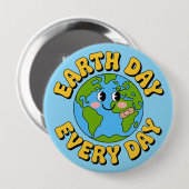 Aardedag elke dag Schattige glimlachende aarde Mil Ronde Button 4,0 Cm (Voorkant /achterkant)