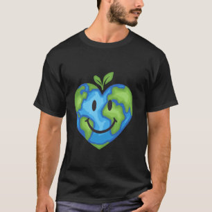 Aardedag Gelukkig Hart Glimlachende Planeet Liefhe T-shirt