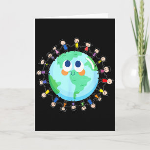 Aardedag Gelukkige Kinderen Rond de Wereld - Red T Kaart