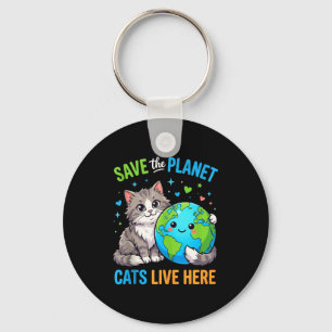 Aardedag vrouwen mannen redden de planeet kat woon sleutelhanger