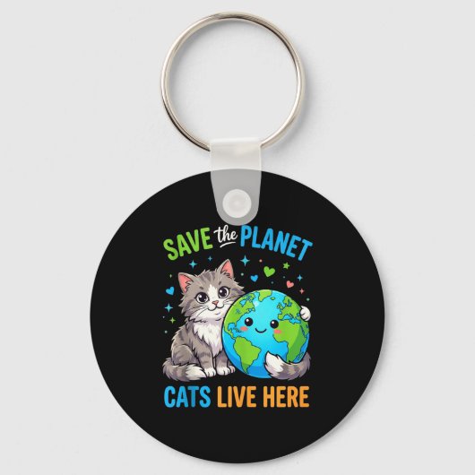 Aardedag vrouwen mannen redden de planeet kat woon sleutelhanger (Voorkant)