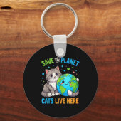 Aardedag vrouwen mannen redden de planeet kat woon sleutelhanger (Voorkant)