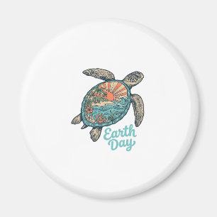 Aardedag Zee Schildpad Vintage Gravure Shirt Ontwe Magneet