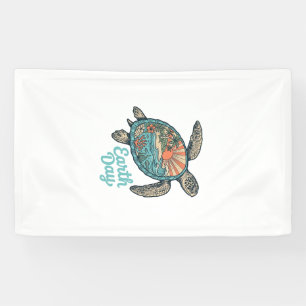 Aardedag Zee Schildpad Vintage Gravure Shirt Ontwe Spandoek