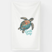 Aardedag Zee Schildpad Vintage Gravure Shirt Ontwe Spandoek (Verticaal)