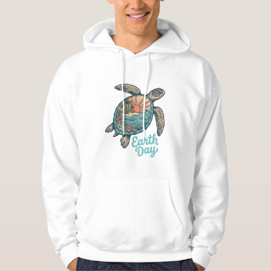 Aardedag Zeeschildpad Vintage Gravure Shirt Ontwer (Voorkant)