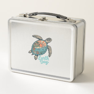Aardedag Zeeschildpad Vintage Gravure Shirt Ontwer
