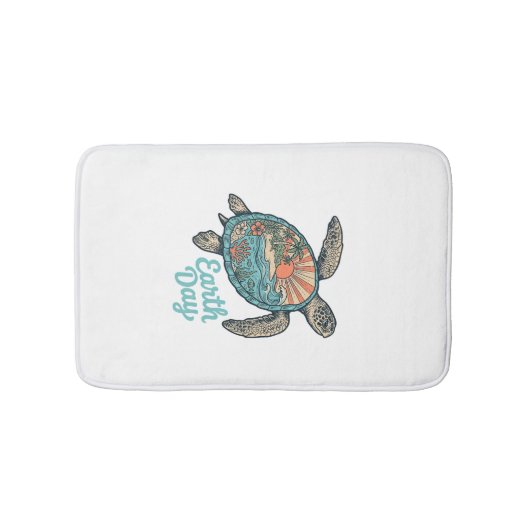 Aardedag Zeeschildpad Vintage Gravure Shirt Ontwer Badmat (Voorkant)