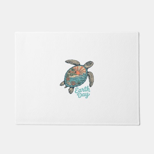 Aardedag Zeeschildpad Vintage Gravure Shirt Ontwer Deurmat (Voorkant)