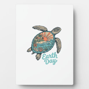 Aardedag Zeeschildpad Vintage Gravure Shirt Ontwer Fotoplaat