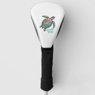Aardedag Zeeschildpad Vintage Gravure Shirt Ontwer Golfheadcover