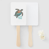 Aardedag Zeeschildpad Vintage Gravure Shirt Ontwer Handwaaier (Voorkant en achterkant)