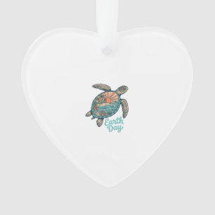 Aardedag Zeeschildpad Vintage Gravure Shirt Ontwer Ornament
