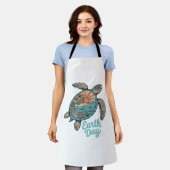 Aardedag Zeeschildpad Vintage Gravure Shirt Ontwer Schort (Gedragen)