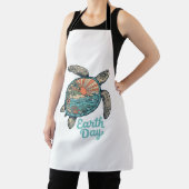 Aardedag Zeeschildpad Vintage Gravure Shirt Ontwer Schort (Insitu)