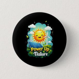 Aardedagfeest Vintage hernieuwbare energie Zonne W Ronde Button 5,7 Cm