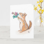 Aardeekhoorn met het Moederdag van het Boeket van Kaart (Gele Bloem)