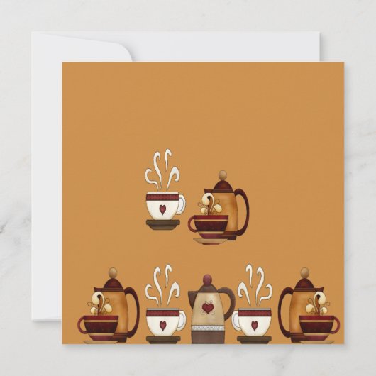 Aarden Theepot Afternoon Tea Party Bruidsfeest Kaart (Achterkant)