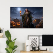 Aardespreukes van de Maanverlichte Pompoenveld Poster (Thuiskantoor)