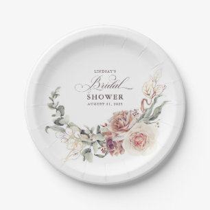 Aardetint bloemen Elegante Boho Bruiloft Feest Papieren Bordje