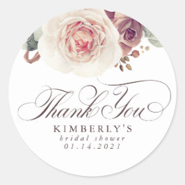 Aardetint Bloemen Elegante Dank Je Ronde Sticker