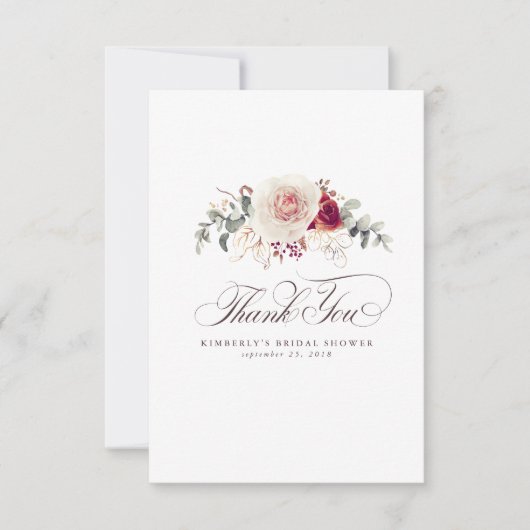 Aardetint Bloemen Elegante Kleine Dankjewel Bedankkaart (Voorkant)