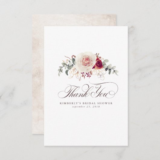 Aardetint Bloemen Elegante Kleine Dankjewel Bedankkaart (Voorkant / Achterkant)