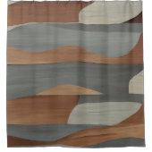 Aardetinten abstract live edge hout douchegordijn (Voorkant)