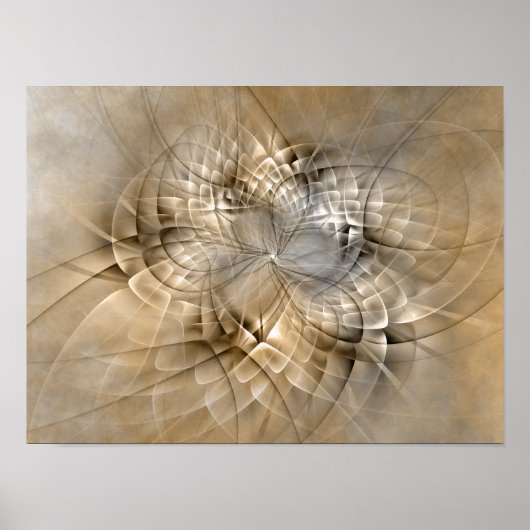 Aardetinten Abstracte Moderne Fractale Kunst Textu Poster (Voorkant)